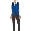 Cobalt Blue Modern Solid Vest and Ties - Image 2