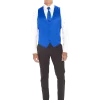 Royal Blue Modern Solid Vest and Ties - Image 2
